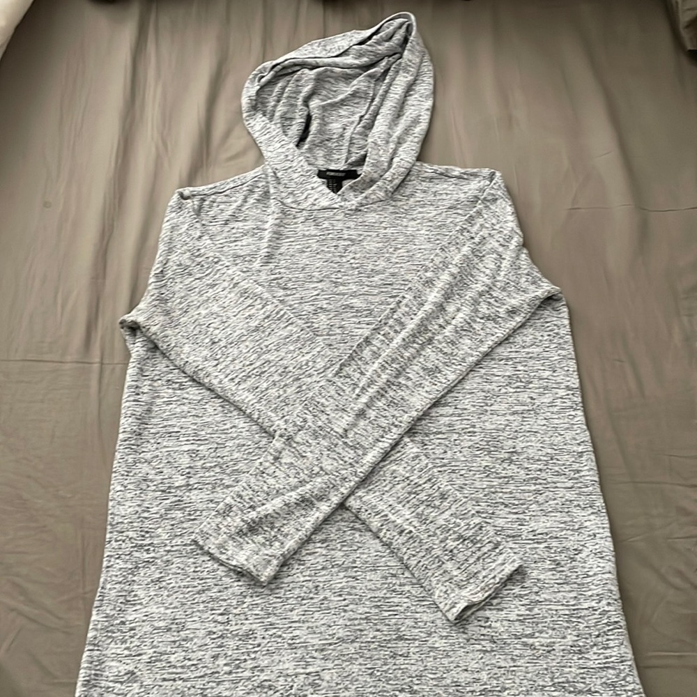 Forever 21 Grey Tunic Sweater with Hood